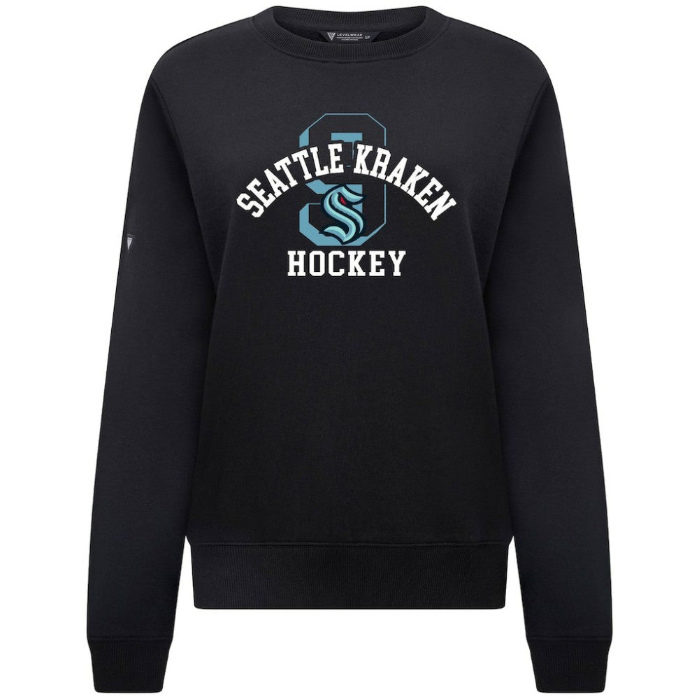 Seattle Kraken Levelwear Women's Yvette Limelight Big Letter Sweatshirt - Black - NHL
