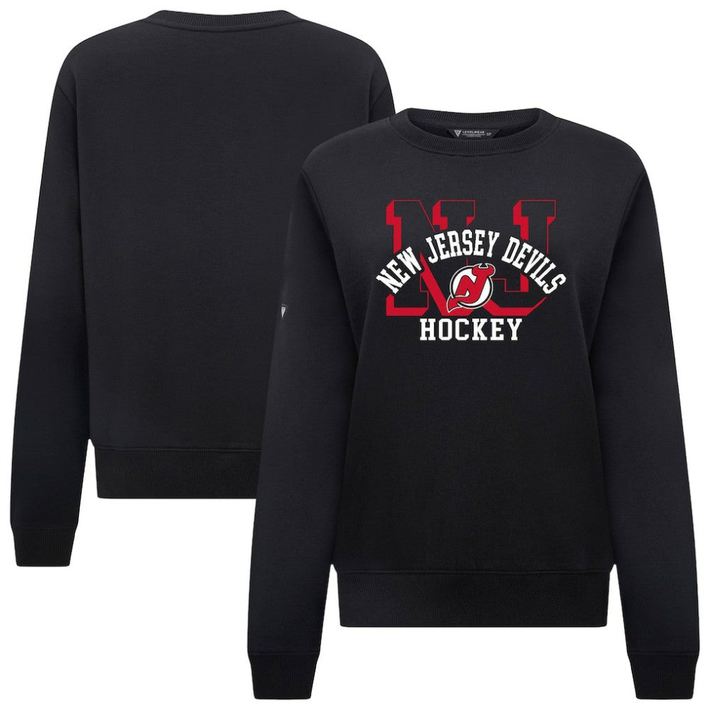 New Jersey Devils Levelwear Women's Yvette Limelight Big Letter Sweatshirt - Black - NHL