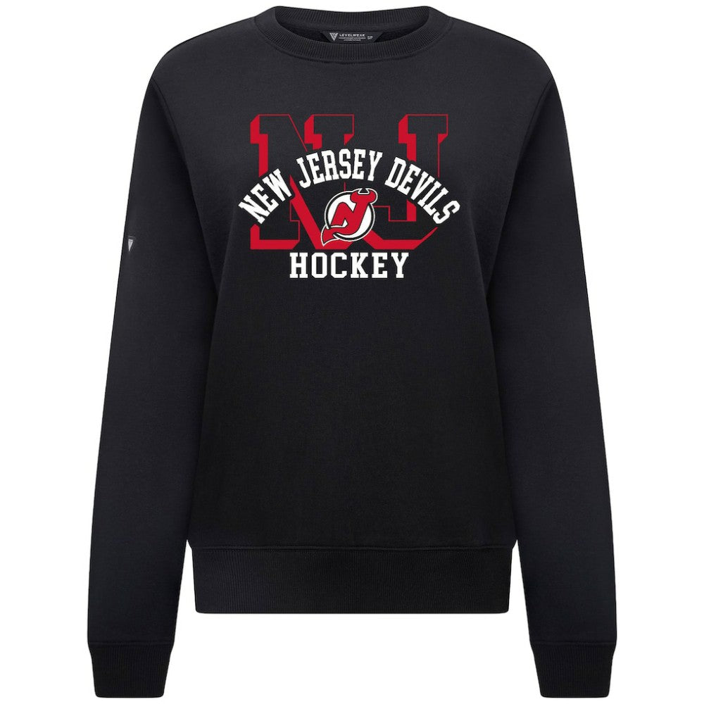 New Jersey Devils Levelwear Women's Yvette Limelight Big Letter Sweatshirt - Black - NHL