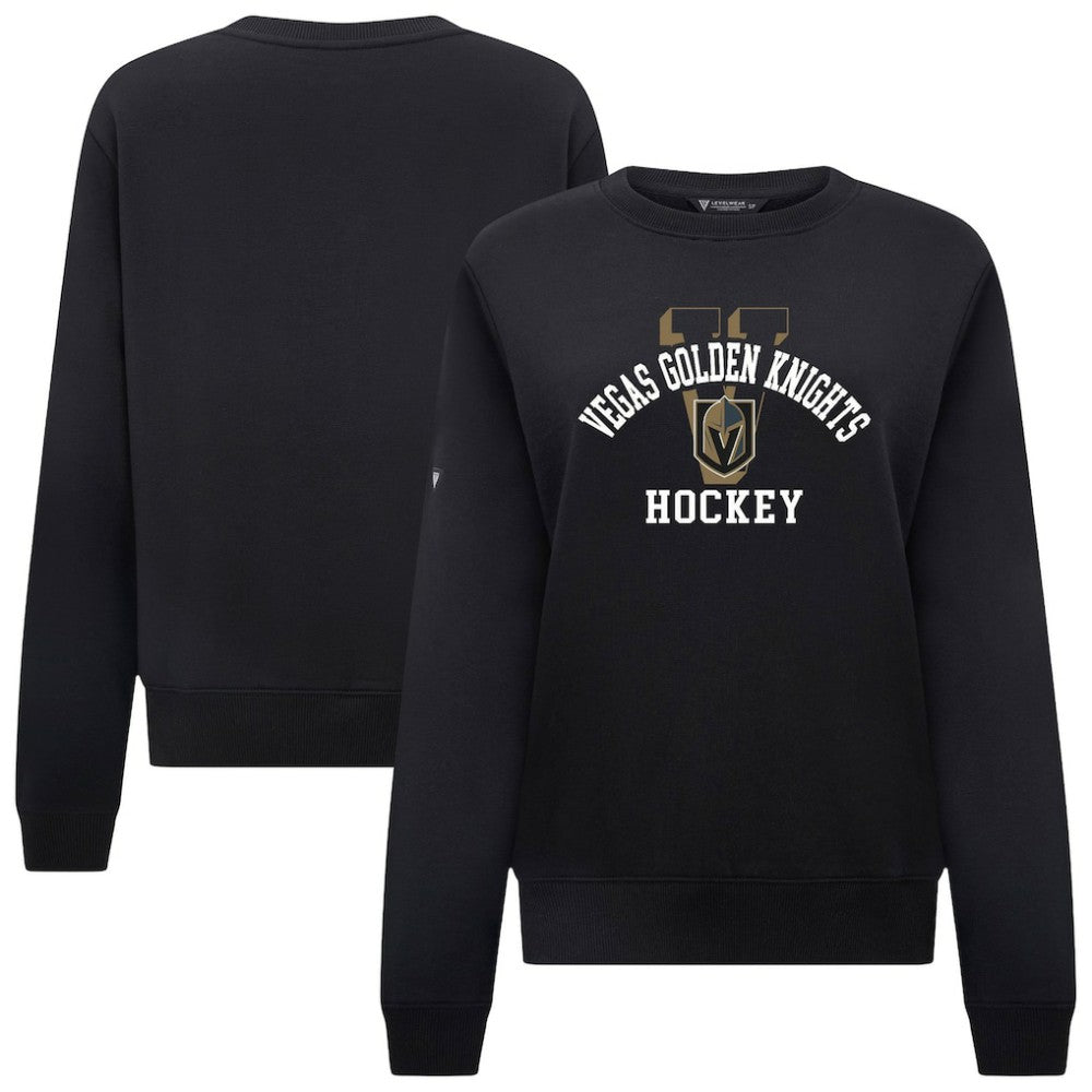 Vegas Golden Knights Levelwear Women's Yvette Limelight Big Letter Sweatshirt - Black - NHL