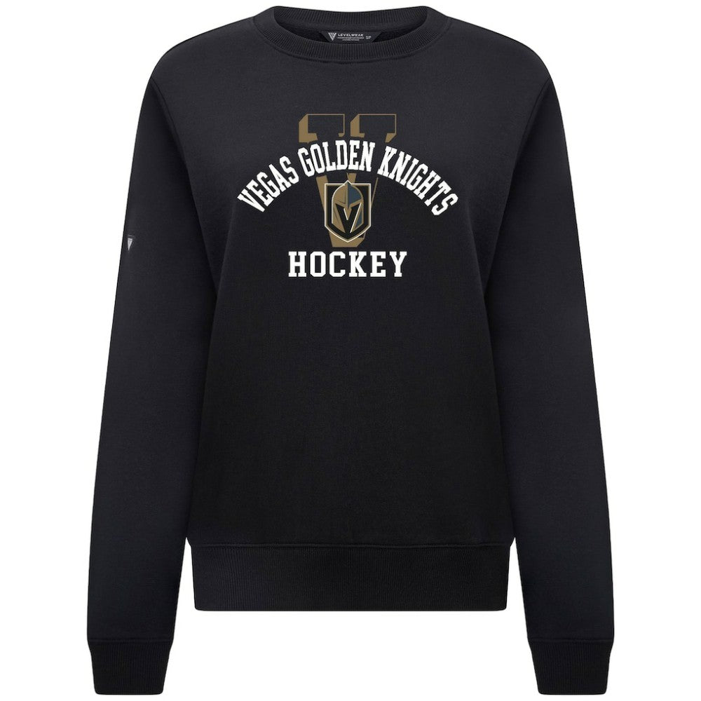 Vegas Golden Knights Levelwear Women's Yvette Limelight Big Letter Sweatshirt - Black - NHL