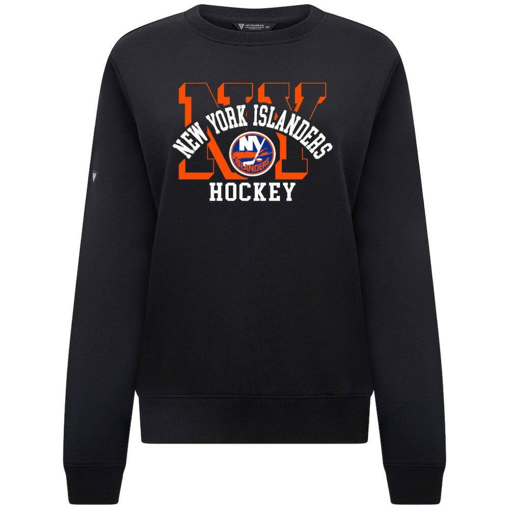 New York Islanders Levelwear Women's Yvette Limelight Big Letter Sweatshirt - Black - NHL