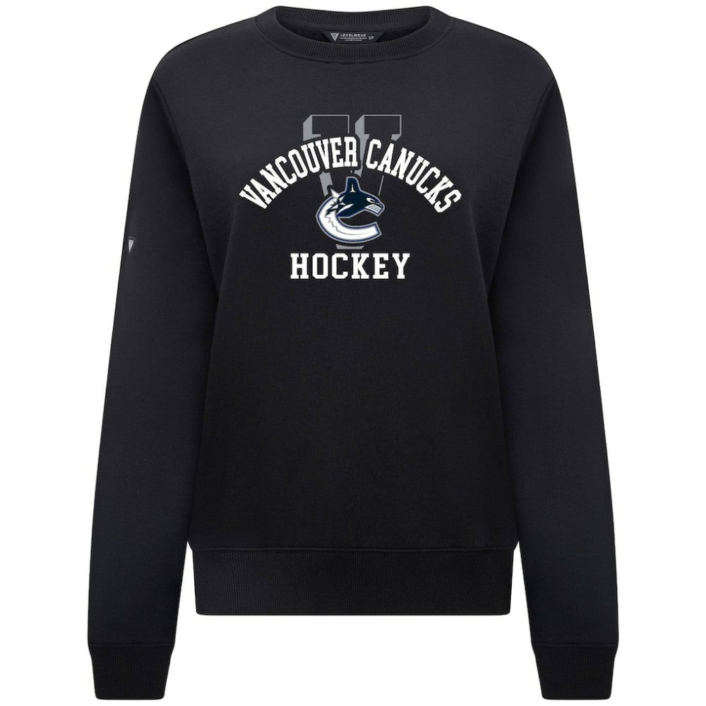 Vancouver Canucks Levelwear Women's Yvette Limelight Big Letter Sweatshirt - Black - NHL