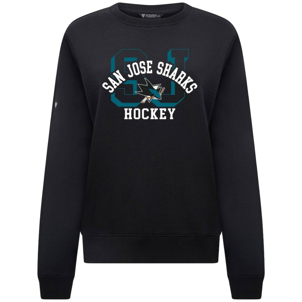 San Jose Sharks Levelwear Women's Yvette Limelight Big Letter Sweatshirt - Black - NHL