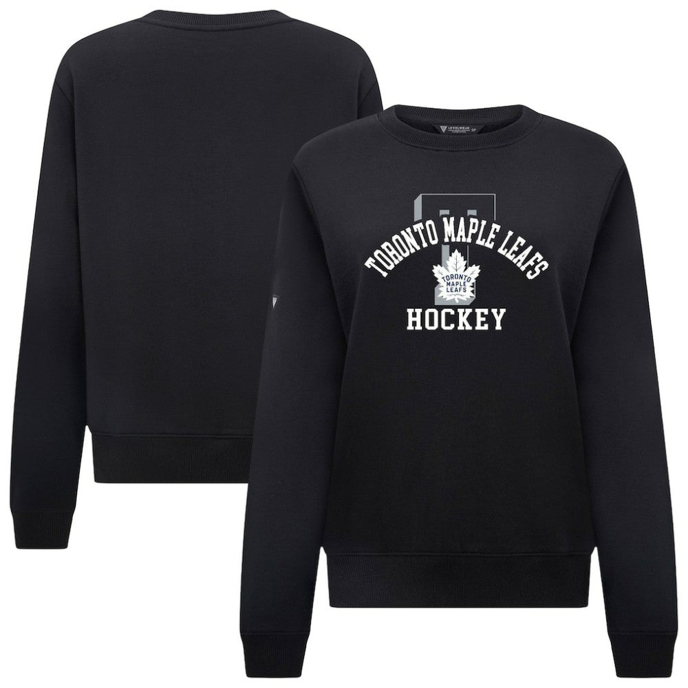 Toronto Maple Leafs Levelwear Women's Yvette Limelight Big Letter Sweatshirt - Black - NHL