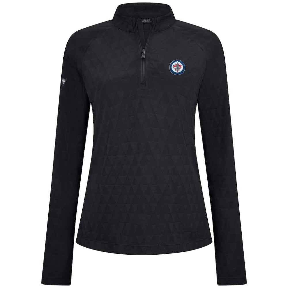 Winnipeg Jets Levelwear Women's Spike Raglan Quarter-Zip Top - Black - NHL