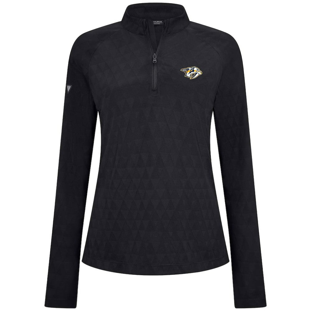 Nashville Predators Levelwear Women's Spike Raglan Quarter-Zip Top - Black - NHL