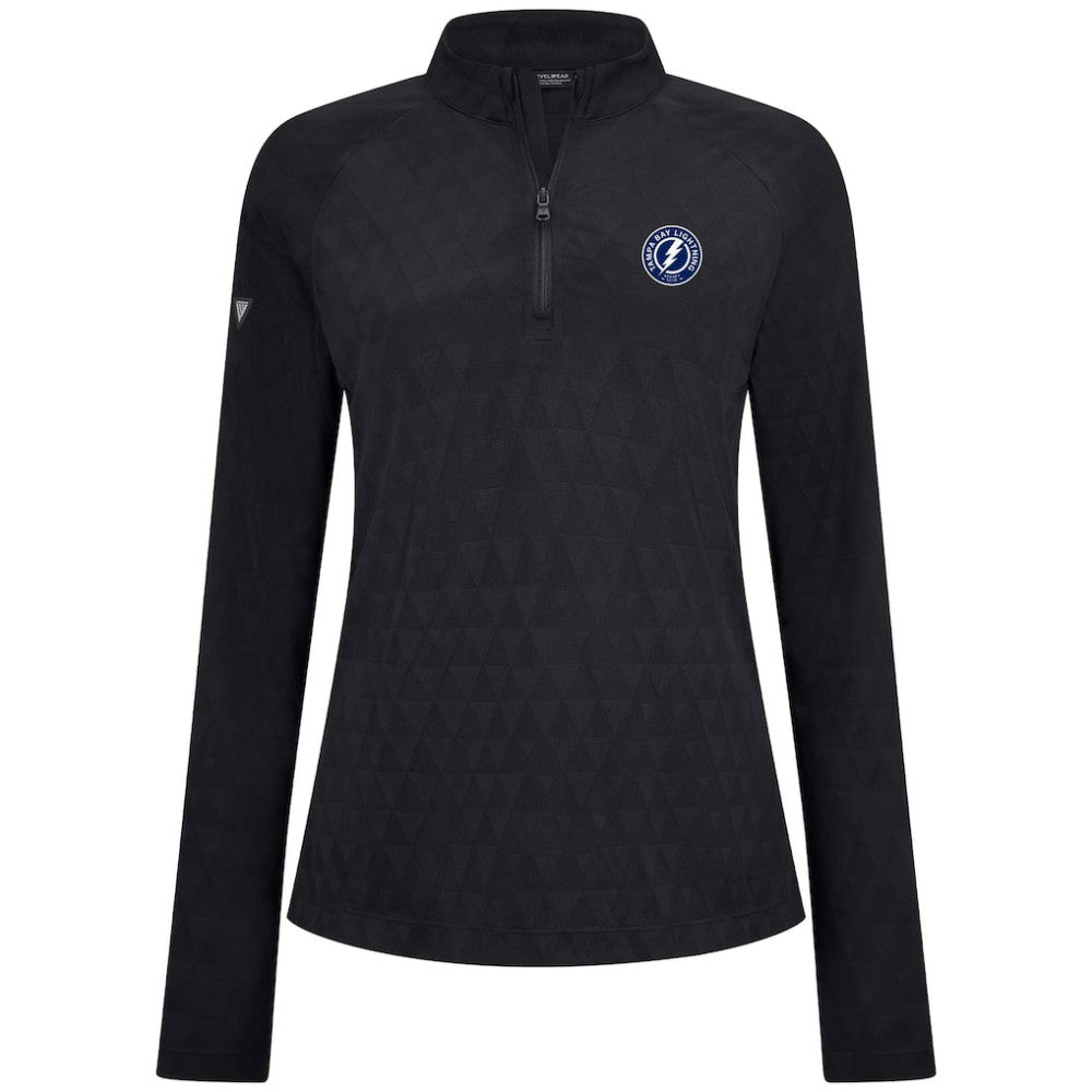 Tampa Bay Lightning Levelwear Women's Spike Raglan Quarter-Zip Top - Black - NHL