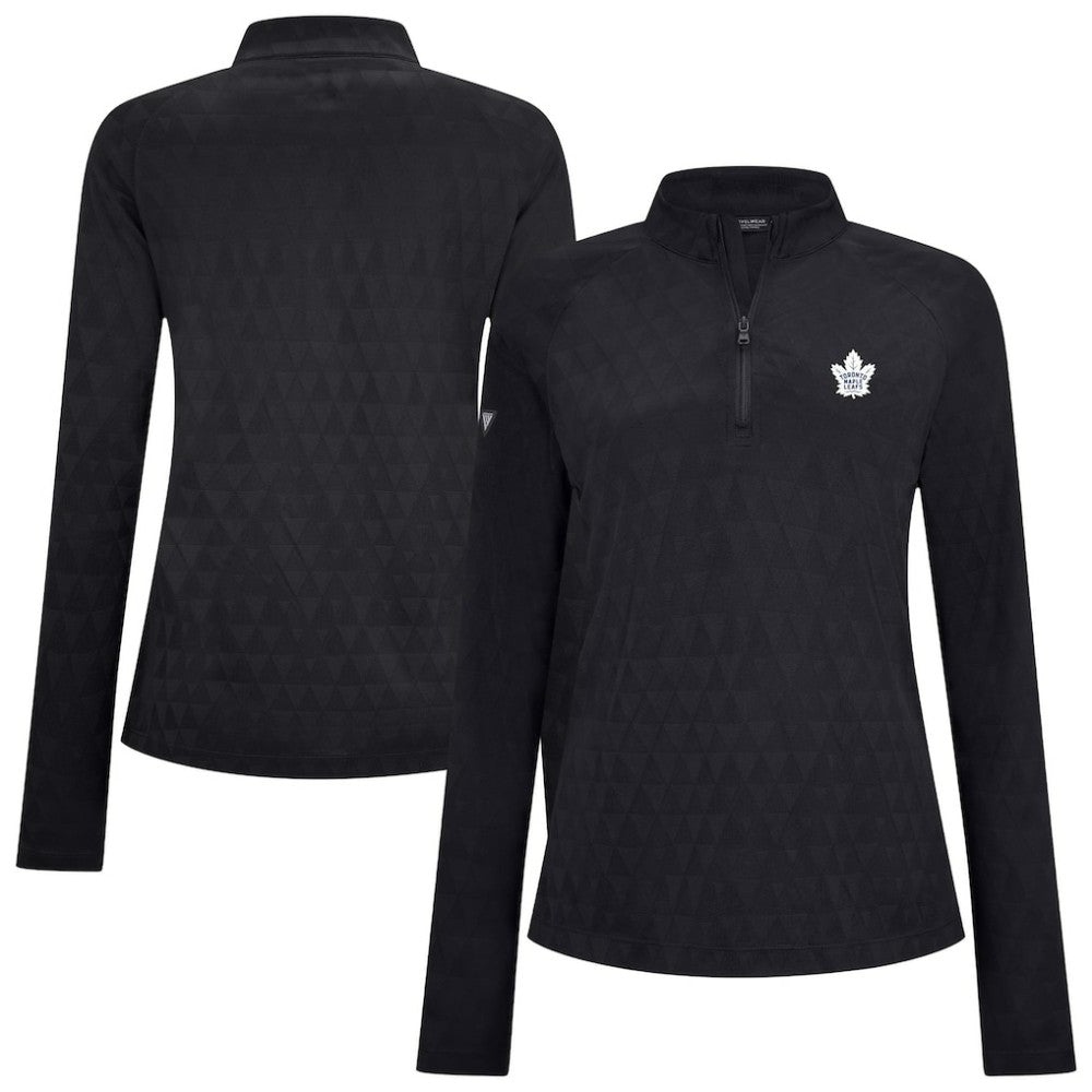 Toronto Maple Leafs Levelwear Women's Spike Raglan Quarter-Zip Top - Black - NHL