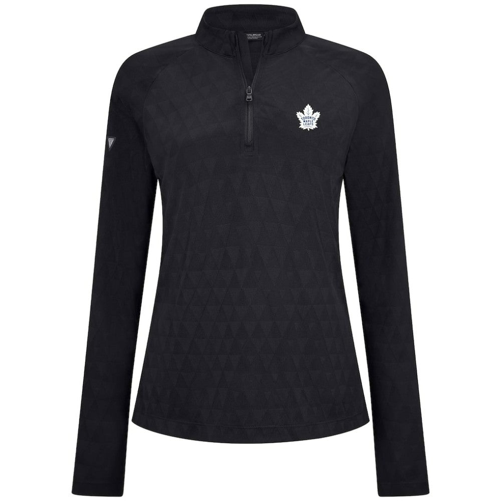 Toronto Maple Leafs Levelwear Women's Spike Raglan Quarter-Zip Top - Black - NHL
