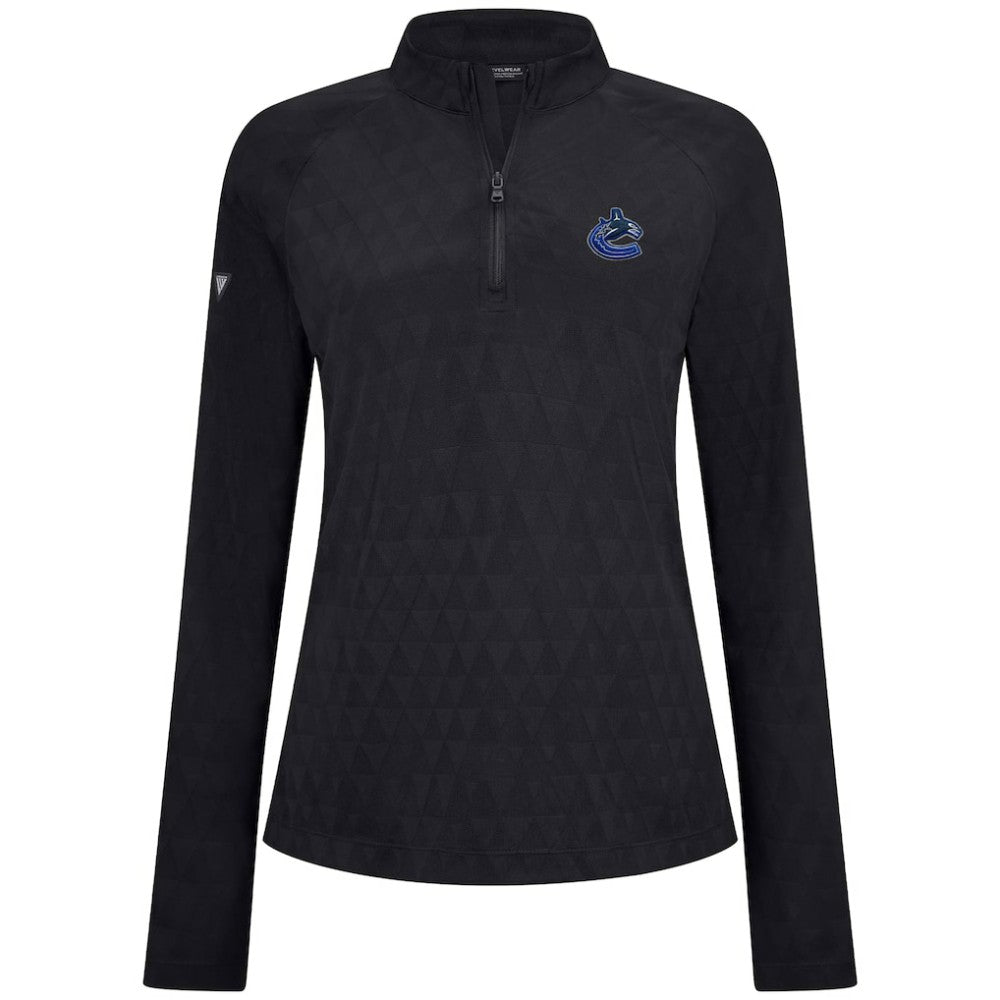 Vancouver Canucks Levelwear Women's Spike Raglan Quarter-Zip Top - Black - NHL