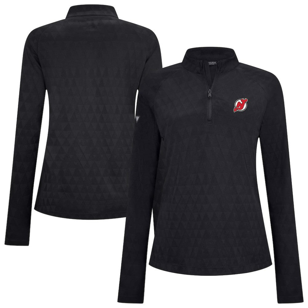 New Jersey Devils Levelwear Women's Spike Raglan Quarter-Zip Top - Black - NHL