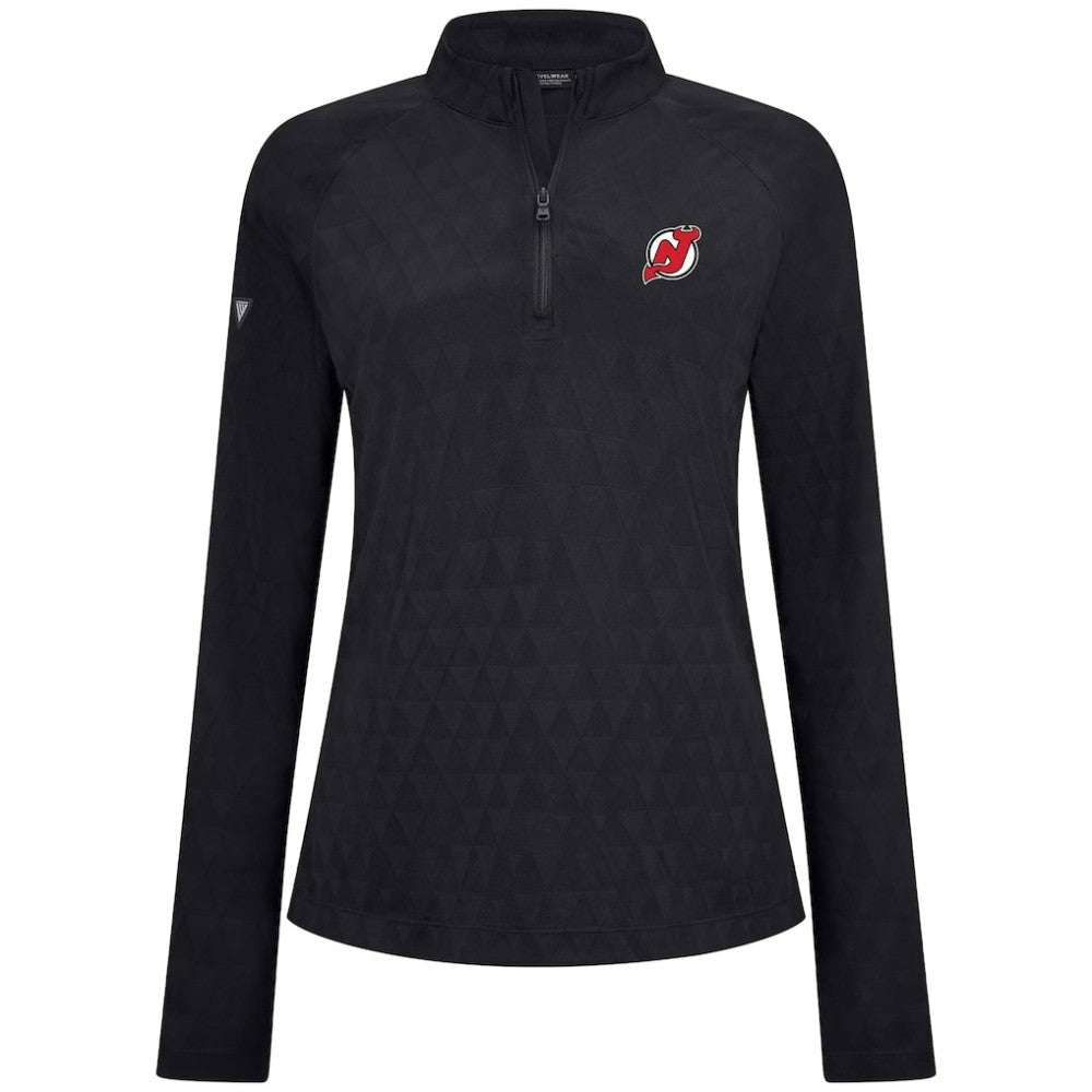 New Jersey Devils Levelwear Women's Spike Raglan Quarter-Zip Top - Black - NHL