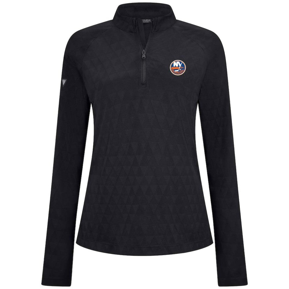 New York Islanders Levelwear Women's Spike Raglan Quarter-Zip Top - Black - NHL