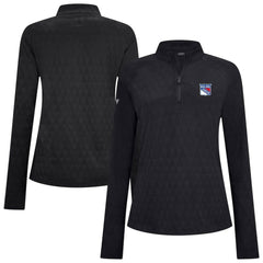 New York Rangers Levelwear Women's Spike Raglan Quarter-Zip Top - Black - NHL