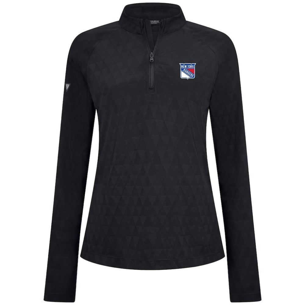 New York Rangers Levelwear Women's Spike Raglan Quarter-Zip Top - Black - NHL