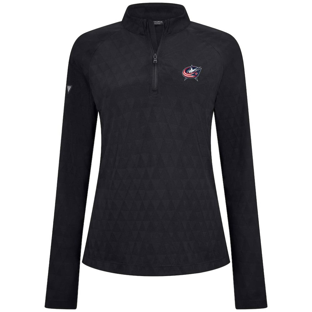 Columbus Blue Jackets Levelwear Women's Spike Raglan Quarter-Zip Top - Black - NHL