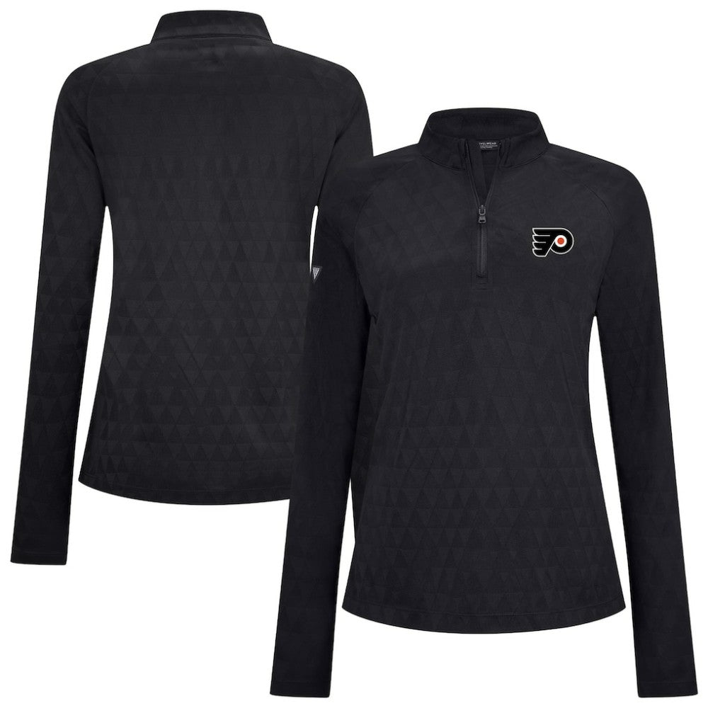 Philadelphia Flyers Levelwear Women's Spike Raglan Quarter-Zip Top - Black - NHL