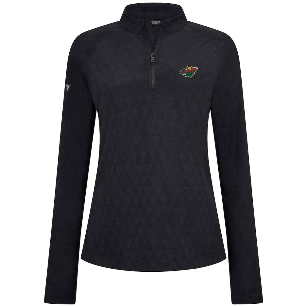 Minnesota Wild Levelwear Women's Spike Raglan Quarter-Zip Top - Black - NHL