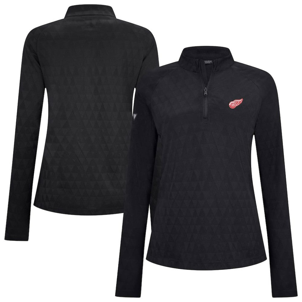 Detroit Red Wings Levelwear Women's Spike Raglan Quarter-Zip Top - Black - NHL