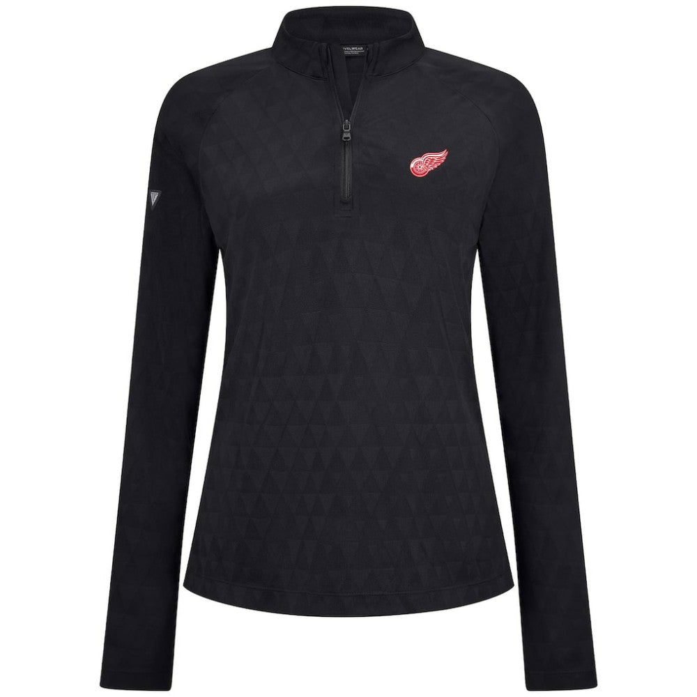 Detroit Red Wings Levelwear Women's Spike Raglan Quarter-Zip Top - Black - NHL