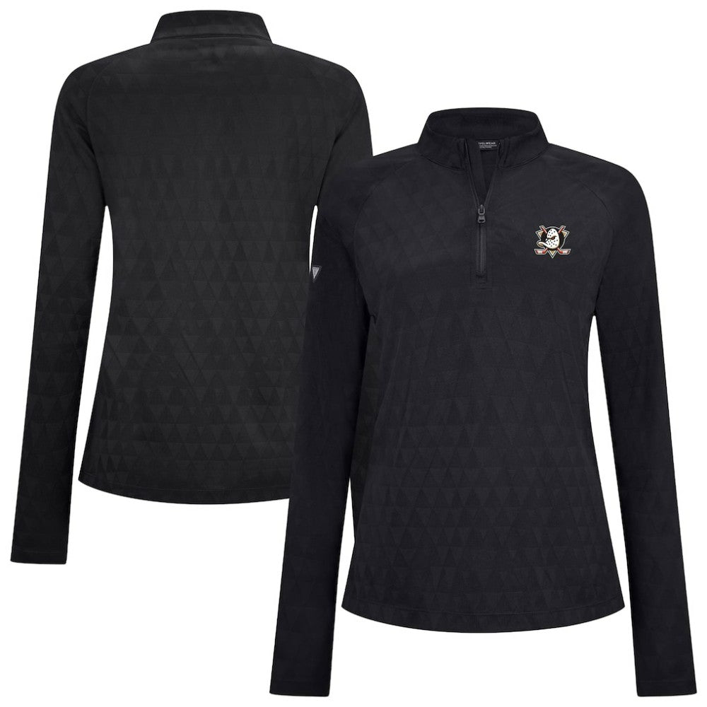 Anaheim Ducks Levelwear Women's Spike Raglan Quarter-Zip Top - Black - NHL