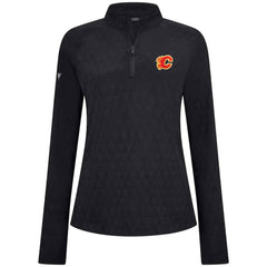 Calgary Flames Levelwear Women's Spike Raglan Quarter-Zip Top - Black - NHL