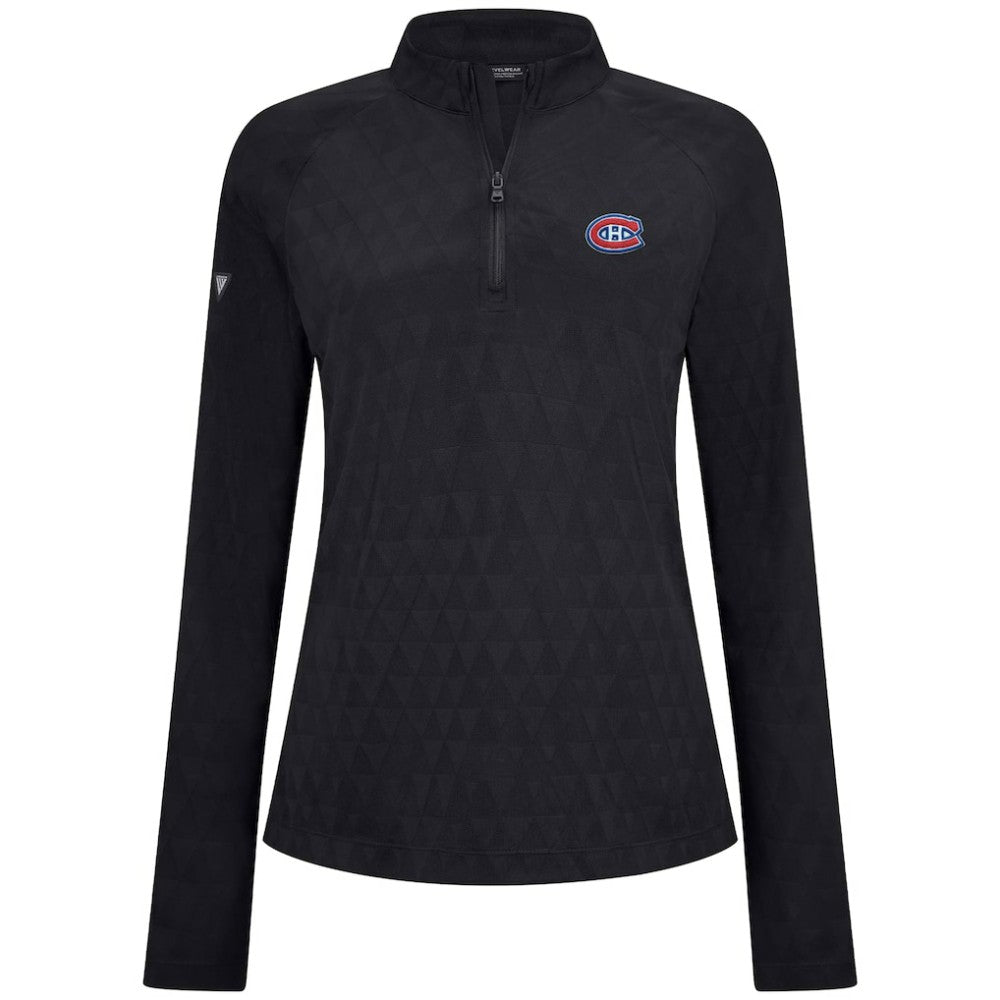 Montreal Canadiens Levelwear Women's Spike Raglan Quarter-Zip Top - Black - NHL