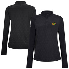 Chicago Blackhawks Levelwear Women's Spike Raglan Quarter-Zip Top - Black - NHL
