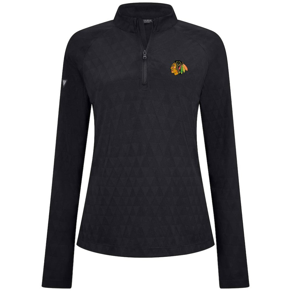 Chicago Blackhawks Levelwear Women's Spike Raglan Quarter-Zip Top - Black - NHL