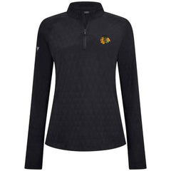 Chicago Blackhawks Levelwear Women's Spike Raglan Quarter-Zip Top - Black - NHL
