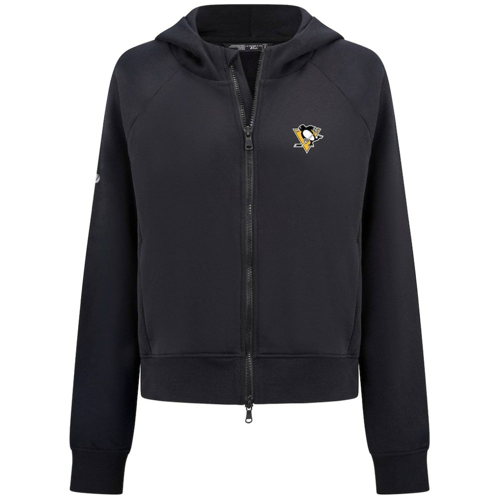 Pittsburgh Penguins Levelwear Women's Judd Raglan Full-Zip Hoodie - Black - NHL