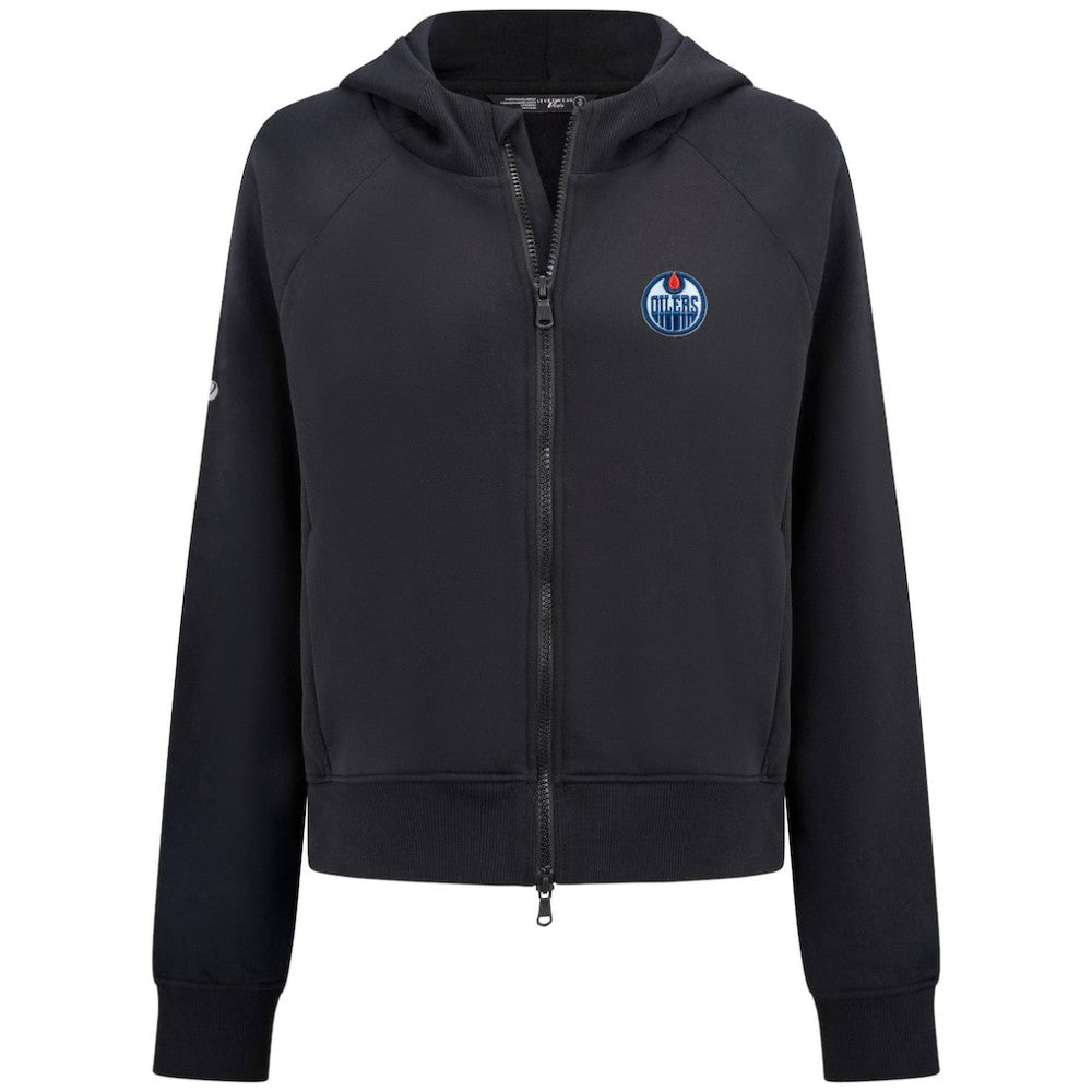 Edmonton Oilers Levelwear Women's Judd Raglan Full-Zip Hoodie - Black - NHL