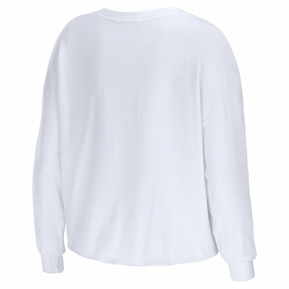 New England Patriots WEAR by Erin Andrews Women's Super Bowl LX Cropped Long Sleeve T-Shirt White | NFL