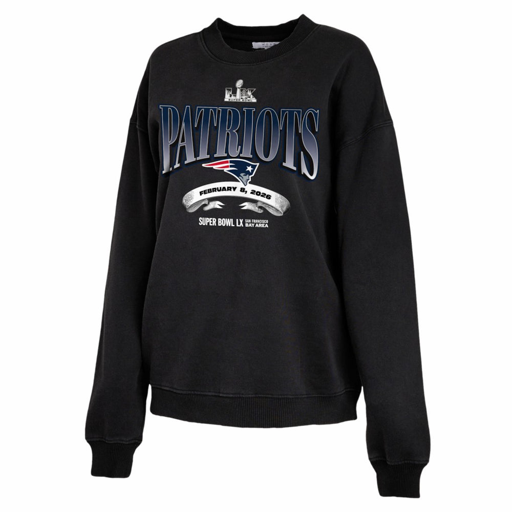 New England Patriots WEAR by Erin Andrews Women's Super Bowl LX Fleece Sweatshirt Black | NFL