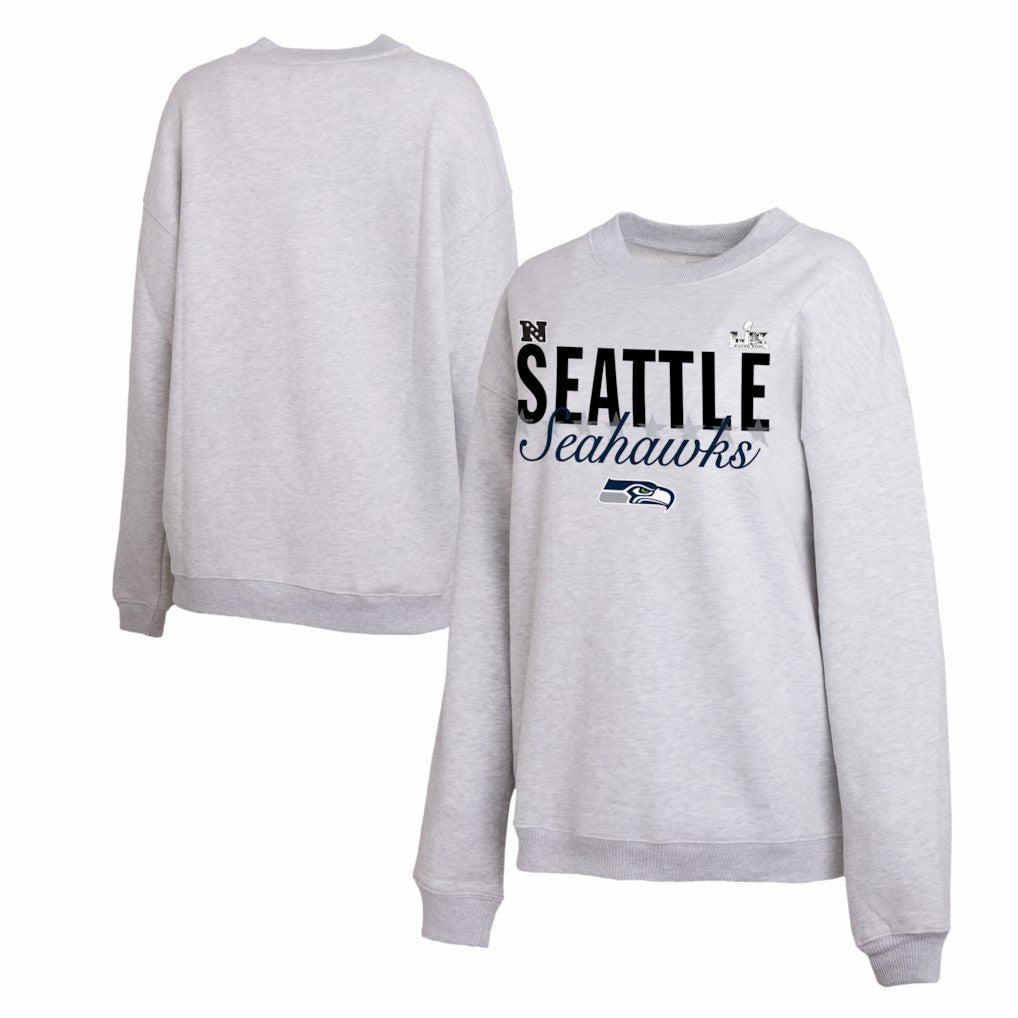 Seattle Seahawks WEAR by Erin Andrews Women's Super Bowl LX Fleece Sweatshirt Gray | NFL