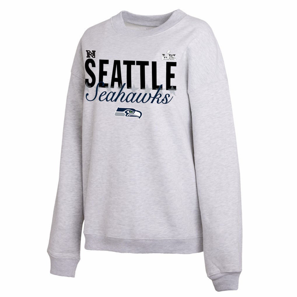 Seattle Seahawks WEAR by Erin Andrews Women's Super Bowl LX Fleece Sweatshirt Gray | NFL