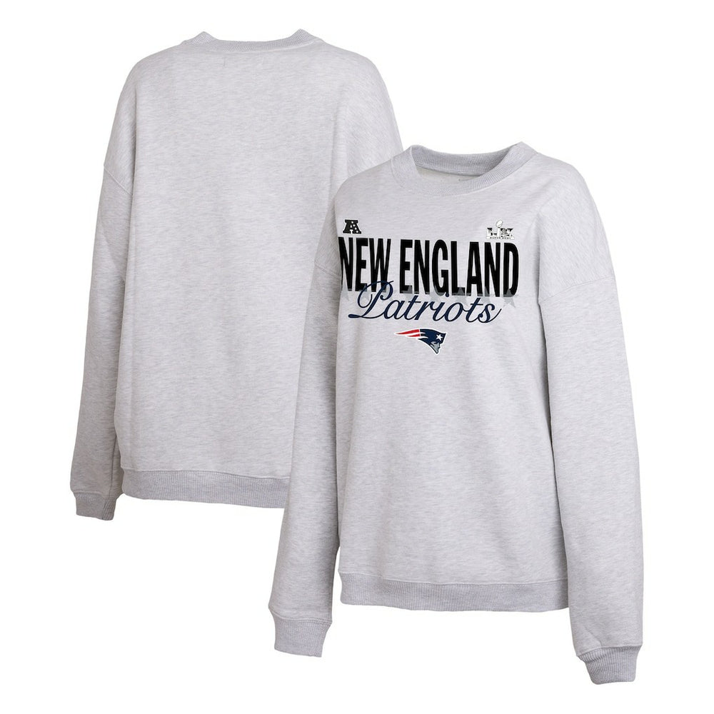 New England Patriots WEAR by Erin Andrews Women's Super Bowl LX Fleece Sweatshirt Gray | NFL