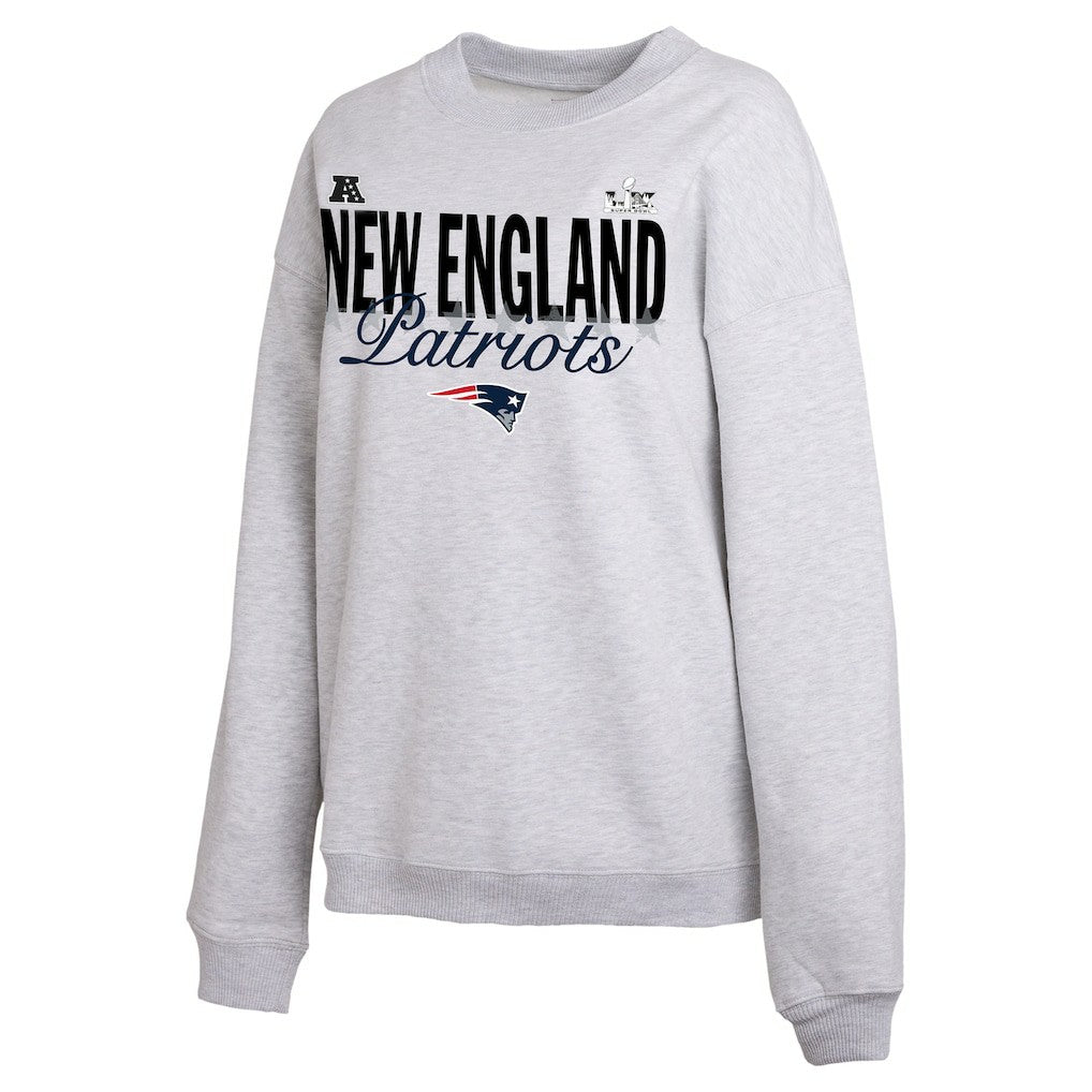 New England Patriots WEAR by Erin Andrews Women's Super Bowl LX Fleece Sweatshirt Gray | NFL
