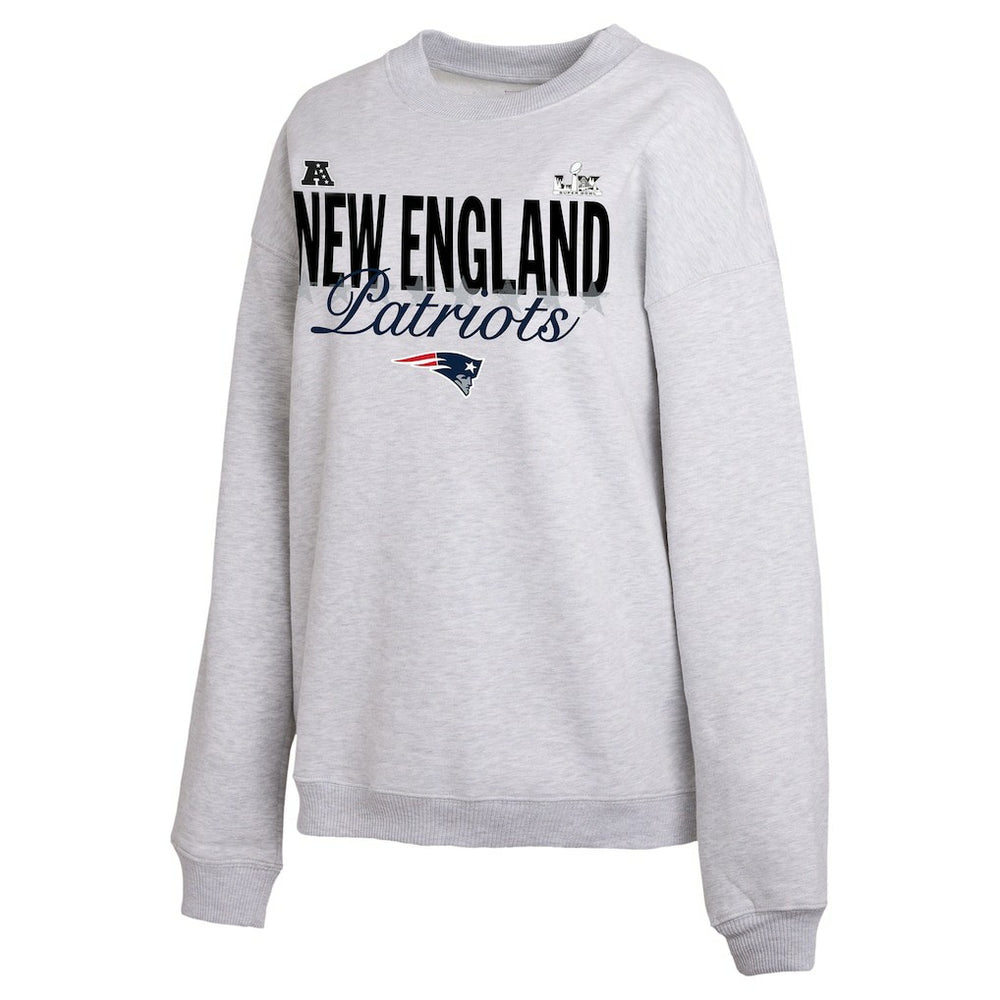 New England Patriots WEAR by Erin Andrews Women's Super Bowl LX Fleece Sweatshirt Gray | NFL
