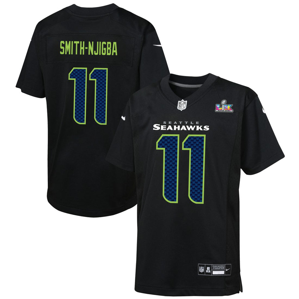 Jaxon Smith-Njigba Seattle Seahawks Youth Super Bowl LX Patch Carbon Fashion Game Jersey Black | Nike for Sale