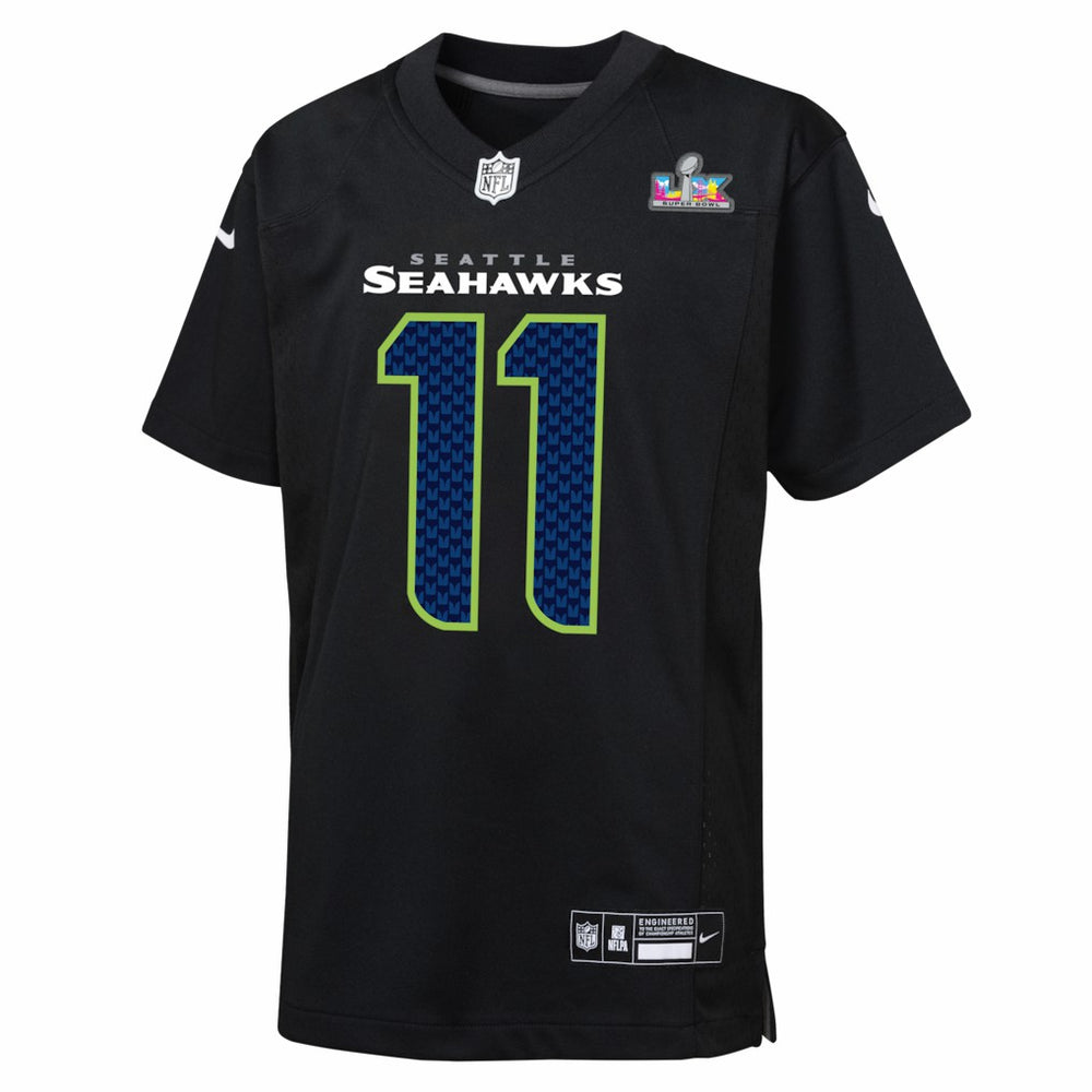 Jaxon Smith-Njigba Seattle Seahawks Youth Super Bowl LX Patch Carbon Fashion Game Jersey Black | Nike for Sale