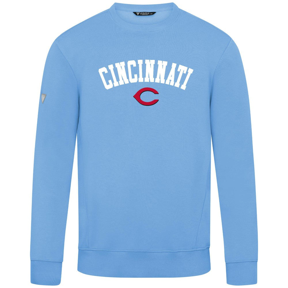 Cincinnati Reds Levelwear Zane Felt Arch Pullover Sweatshirt - MLB