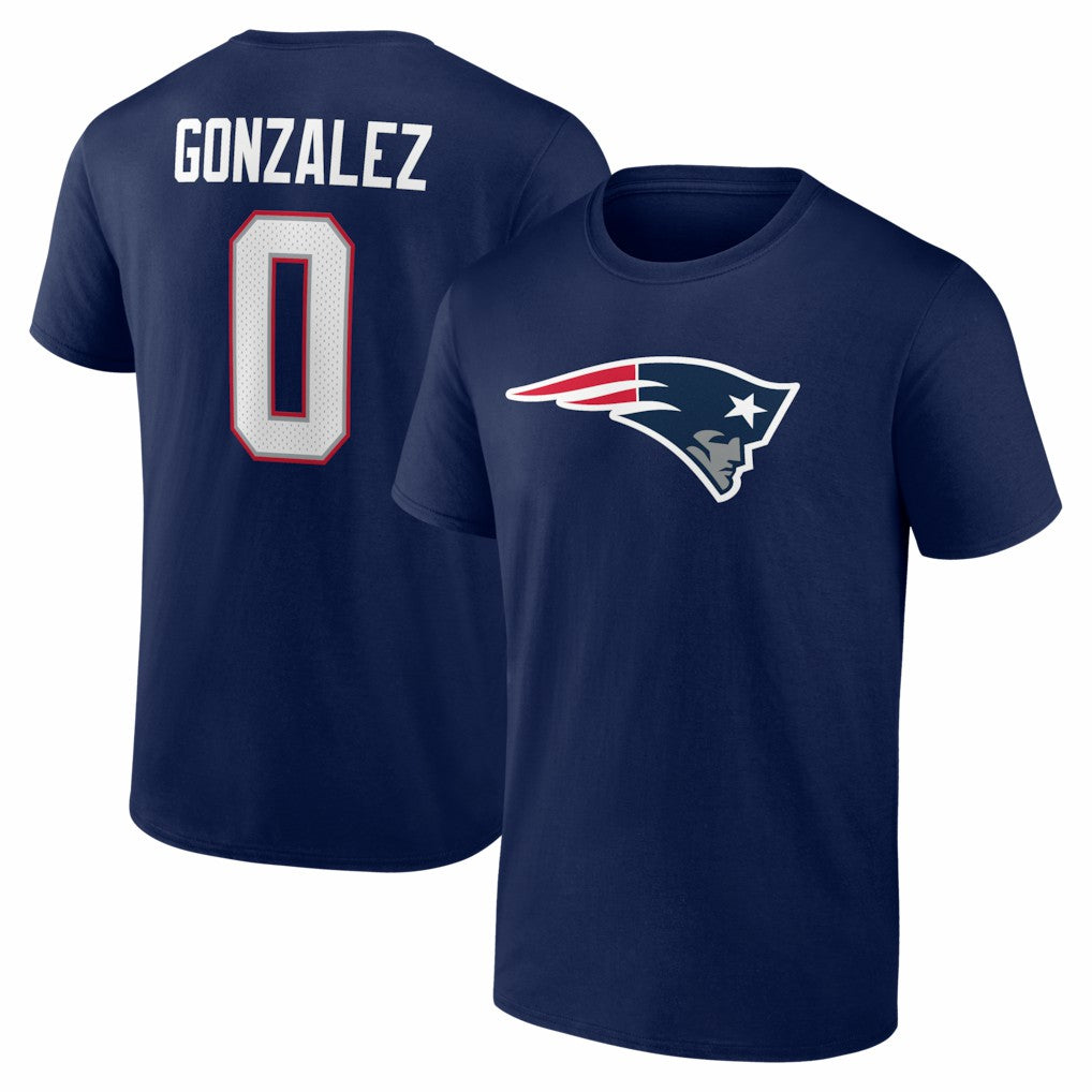 Christian Gonzalez New England Patriots Icon Name & Number T-Shirt Navy | NFL