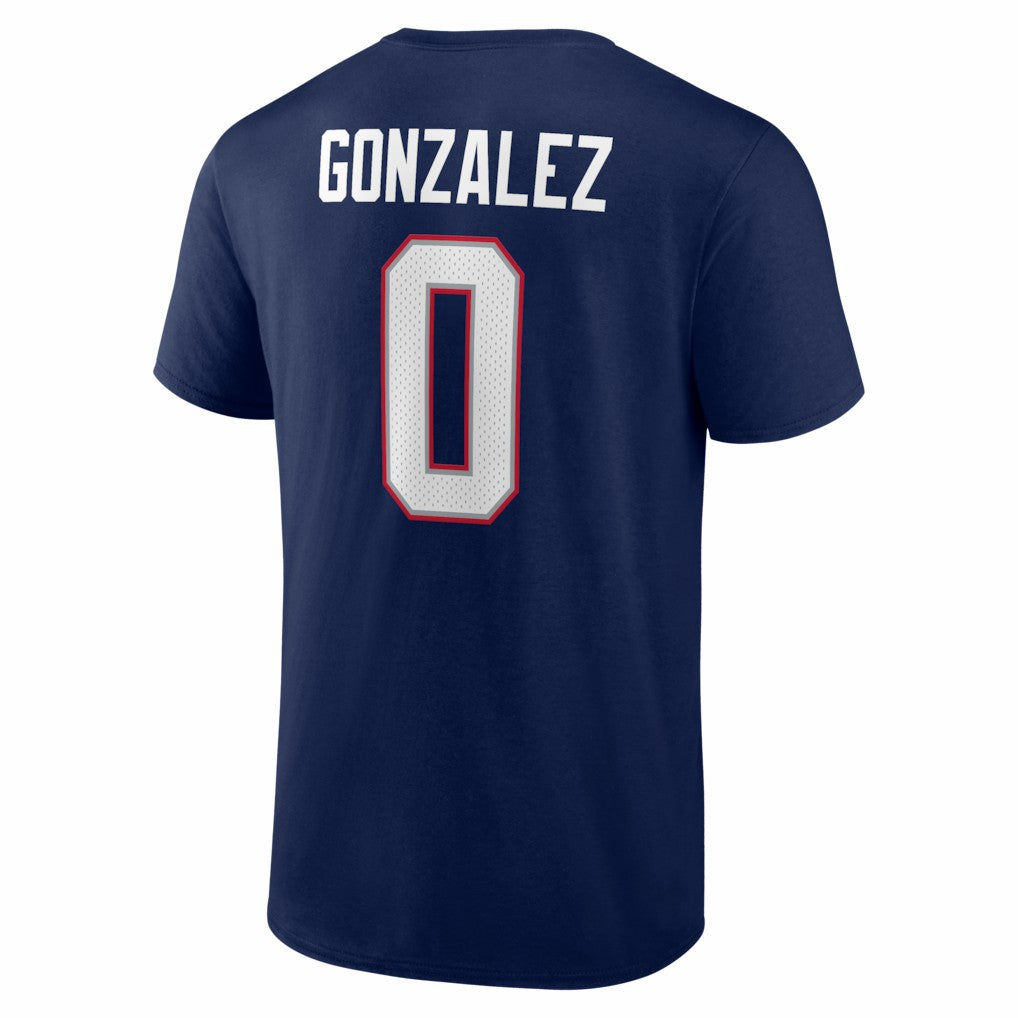 Christian Gonzalez New England Patriots Icon Name & Number T-Shirt Navy | NFL