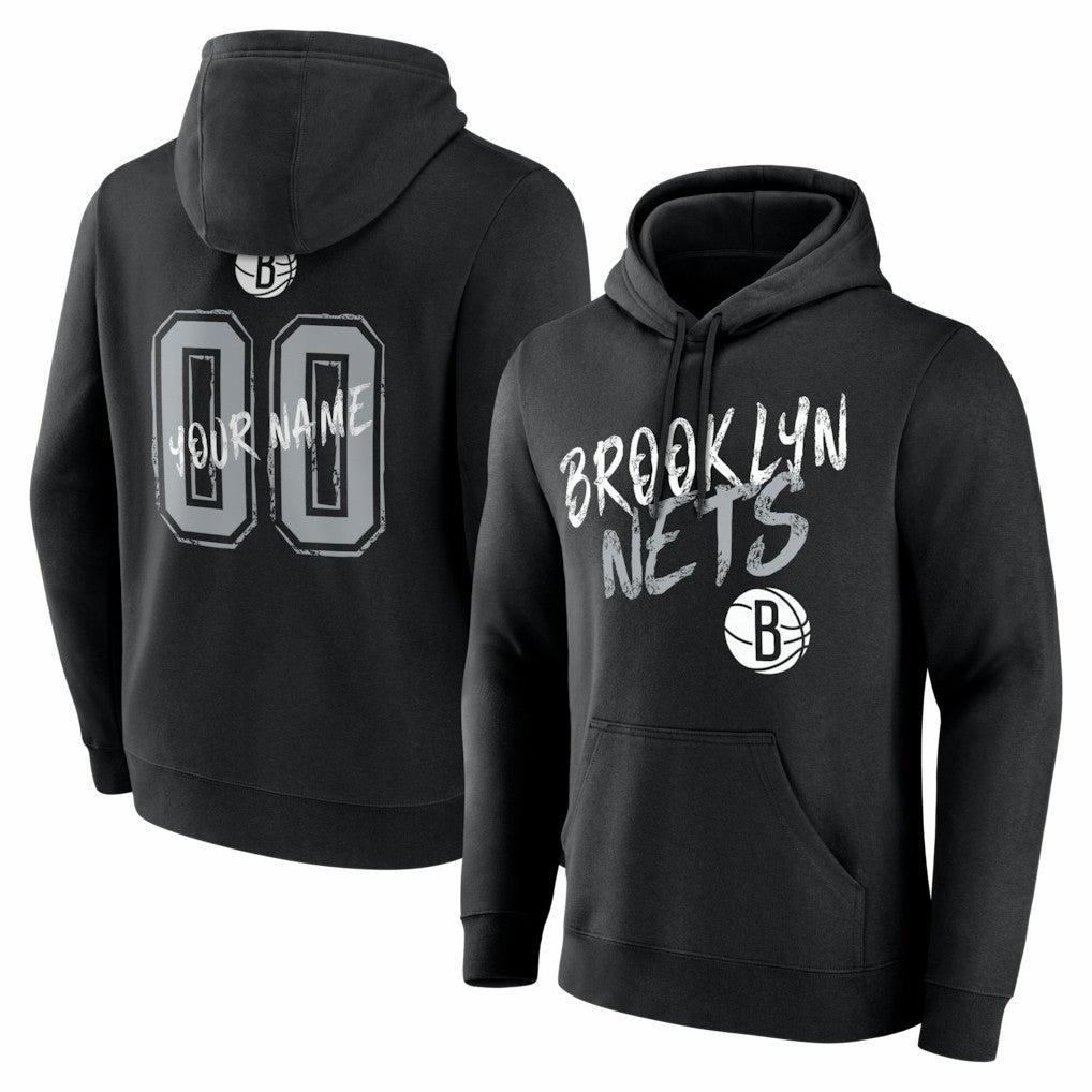 Brooklyn Nets Big & Tall Hustle Personalized Name & Number Hoodie Black - NBA