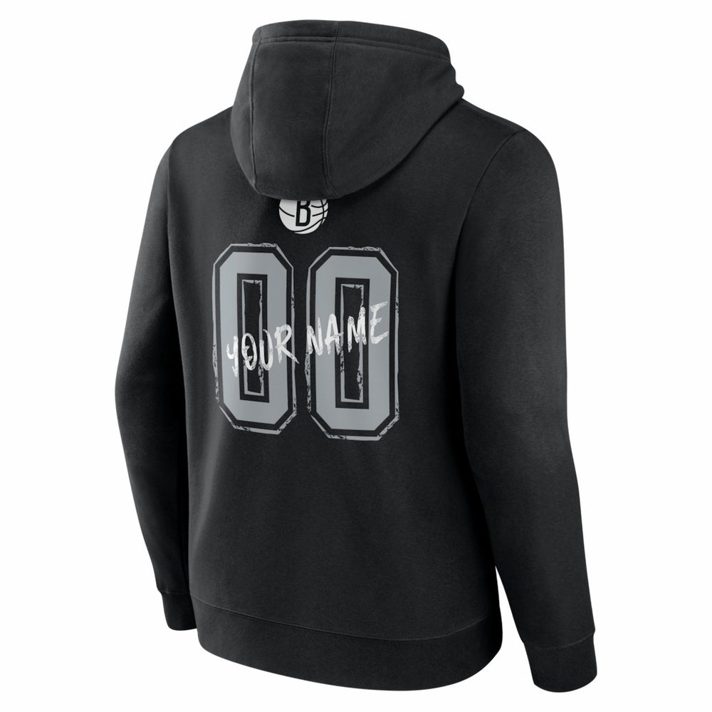 Brooklyn Nets Big & Tall Hustle Personalized Name & Number Hoodie Black - NBA