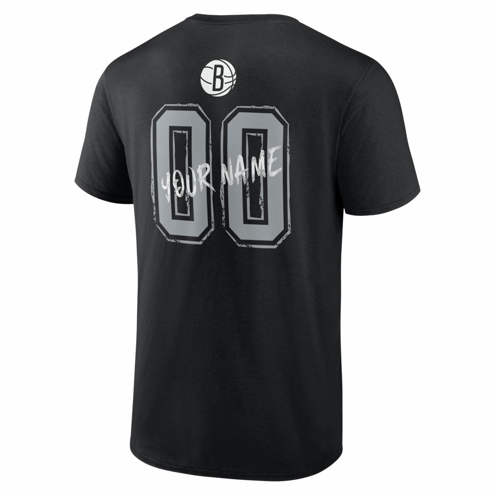 Brooklyn Nets Big & Tall Hustle Personalized Name & Number T-Shirt Black - NBA