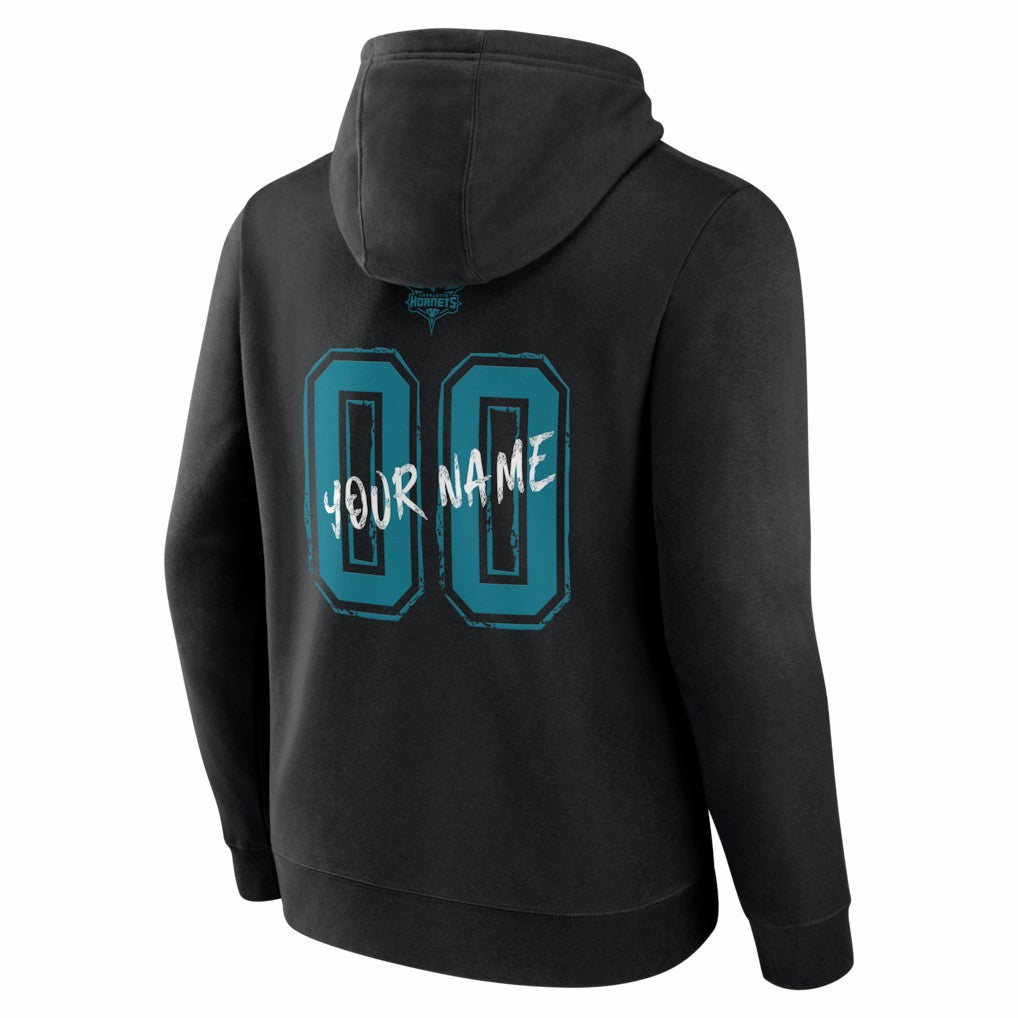 Charlotte Hornets Big & Tall Hustle Personalized Name & Number Hoodie Black - NBA