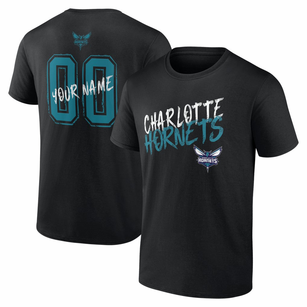 Charlotte Hornets Big & Tall Hustle Personalized Name & Number T-Shirt Black - NBA